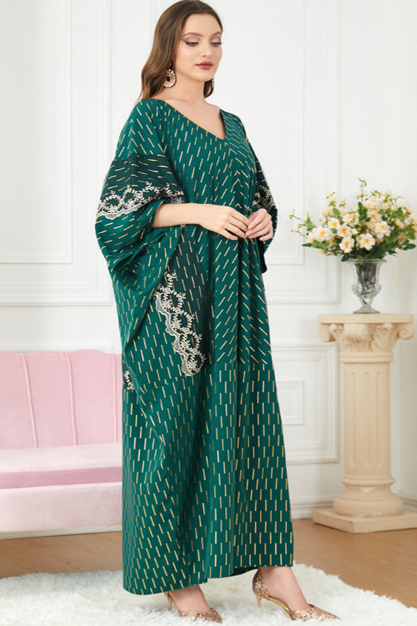 Foil Lace Embroidered Abaya