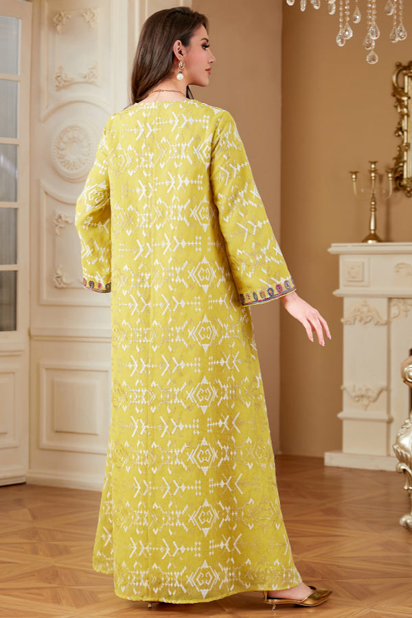 Embroidered Maxi Abaya Dress