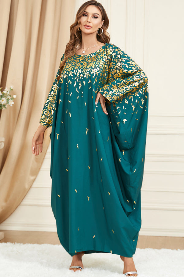 Green Foil Batwing Dress