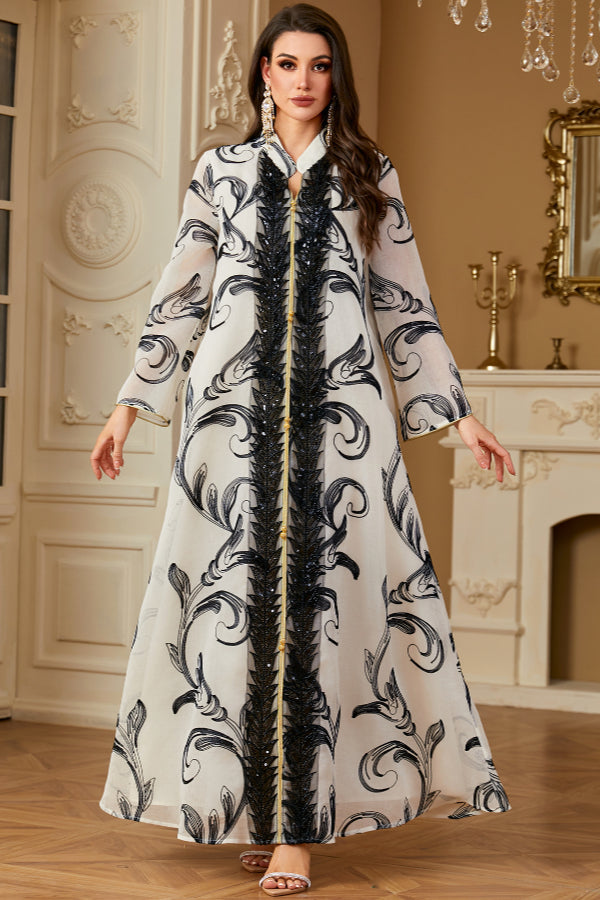 Elegant Long Sleeve Embroidered Abaya