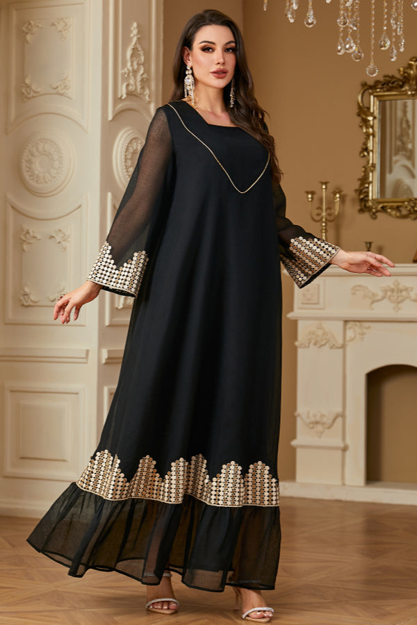 Casual Patchwork Abaya Dress