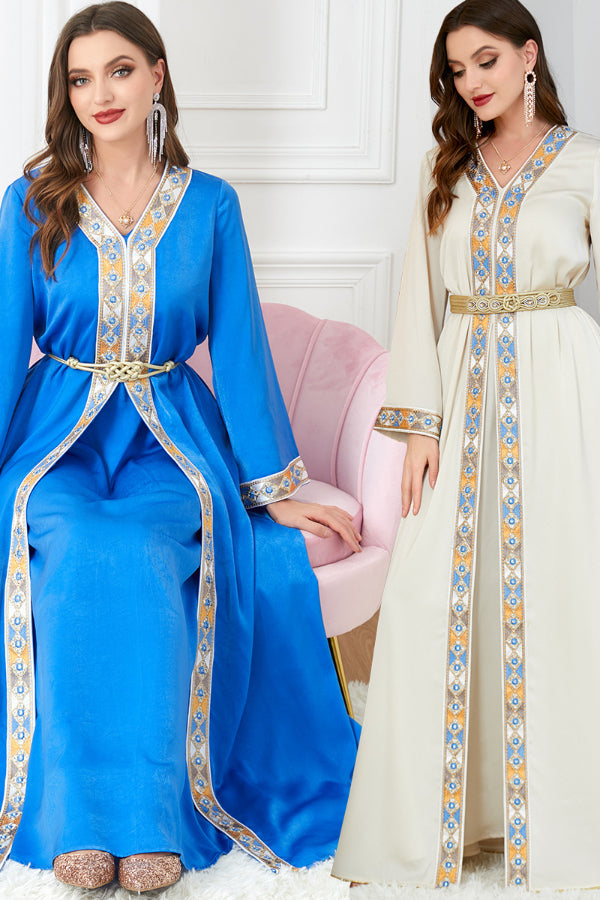 Slit V-Neck Two-Piece Dress