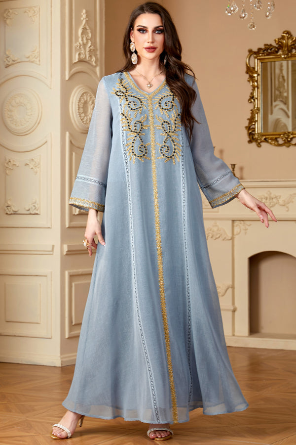 Embroidered Beaded Maxi Abaya