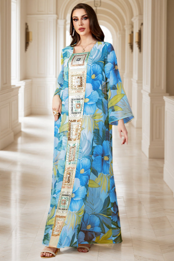 Sequin Patchwork Abaya Dress