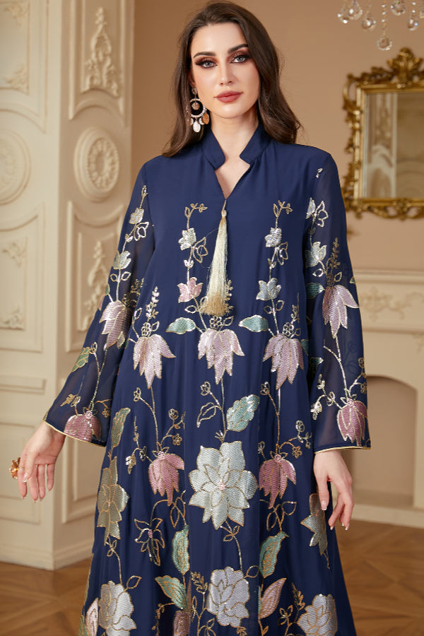 Sequin Tassel Abaya Dress