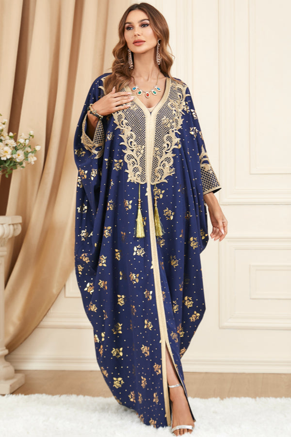 Patchwork Batwing Tassel Dress