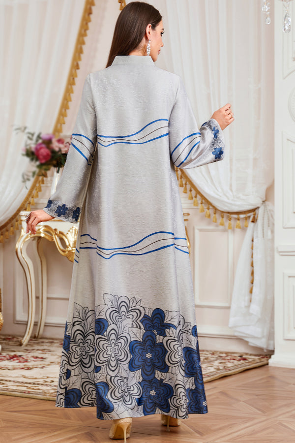 Rhinestone Print Abaya Dress