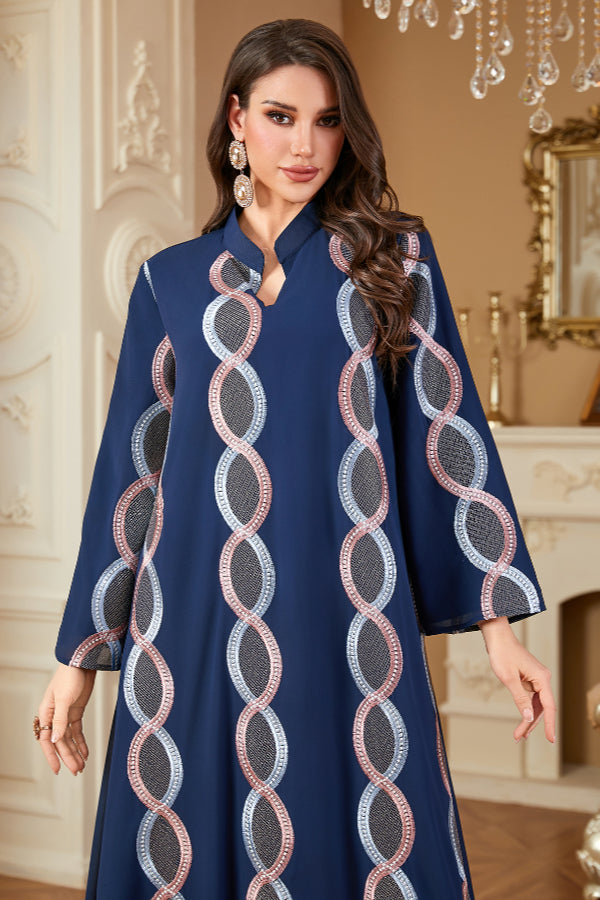Embroidered Maxi Abaya Dress