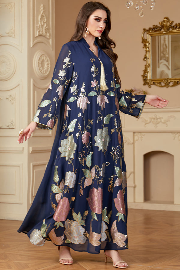 Sequin Tassel Abaya Dress