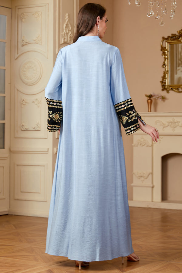 Embroidered Patchwork Abaya Dress