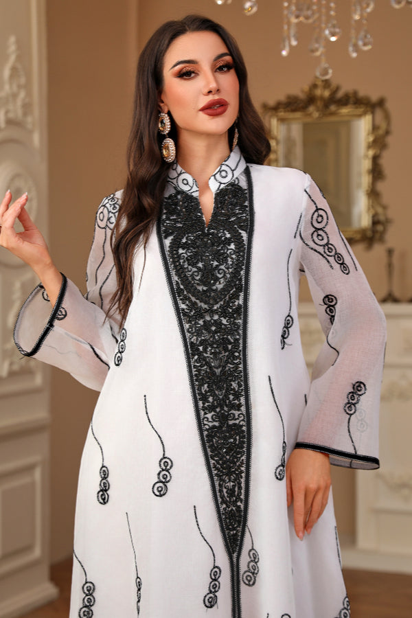 Applique Sequin Abaya Dress