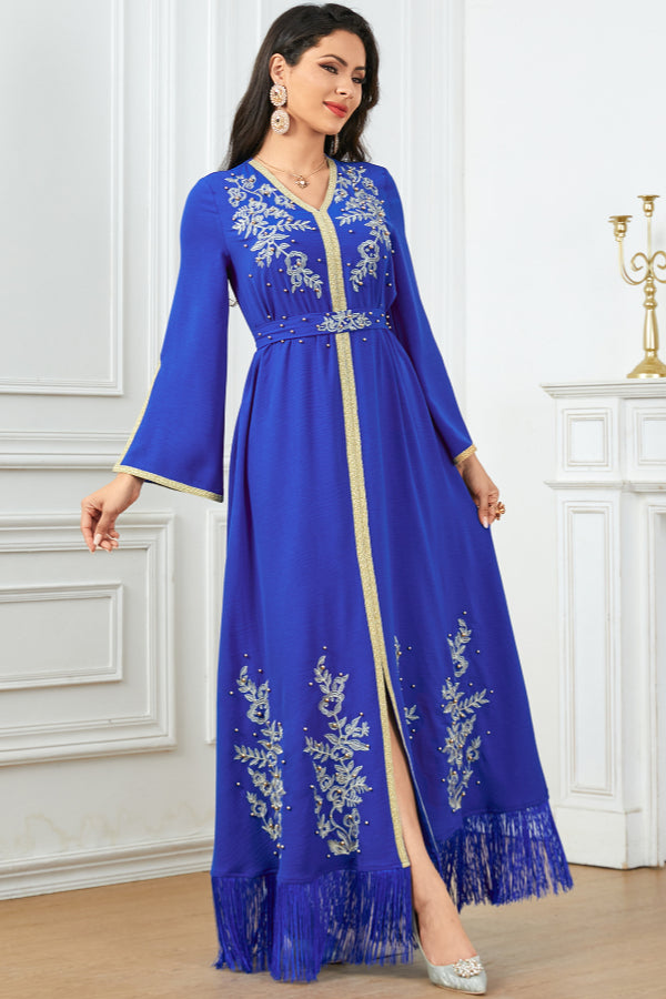Tassel Embroidered Beaded Abaya