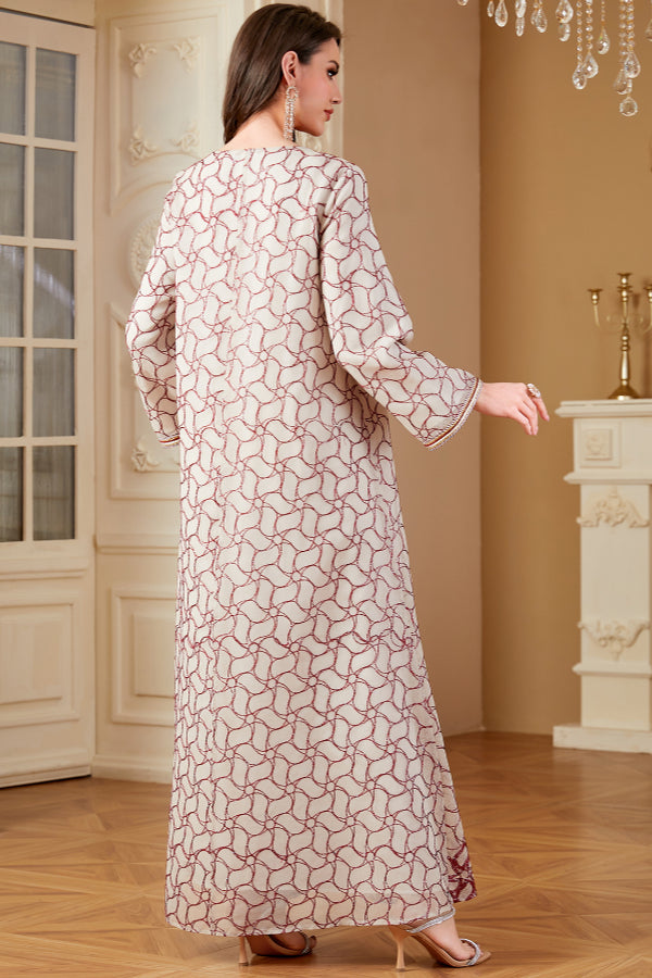 Lace Trim Abaya Dress