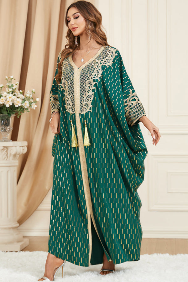 Green Foil Batwing Dress