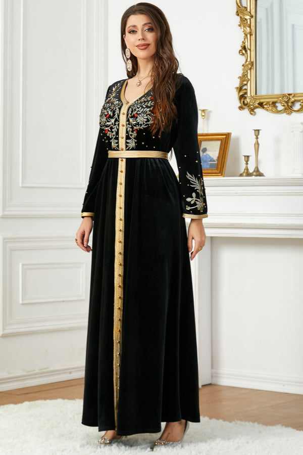 Velvet Beaded Embroidered Gown