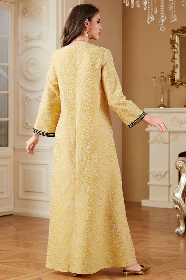 Jacquard Embroidered Abaya Dress