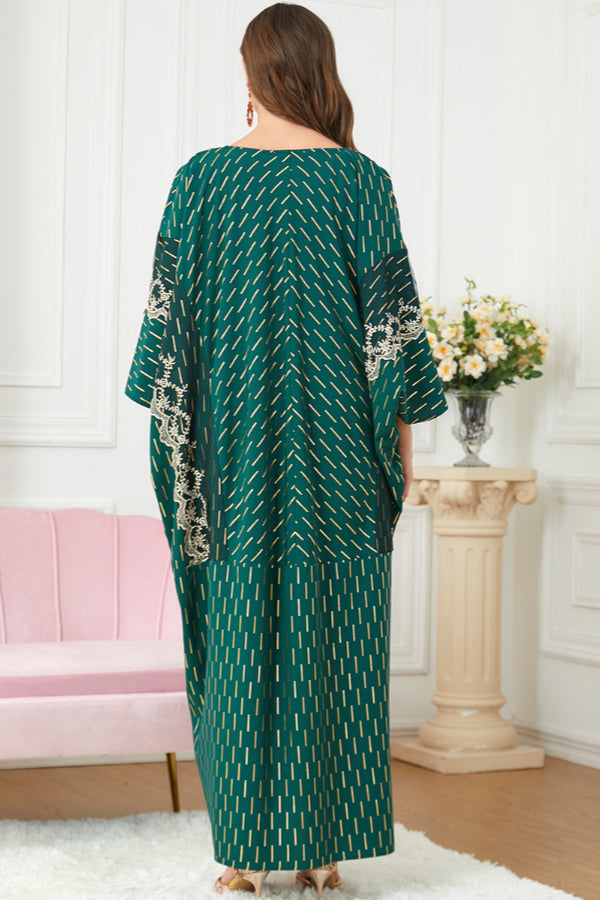 Foil Lace Embroidered Abaya