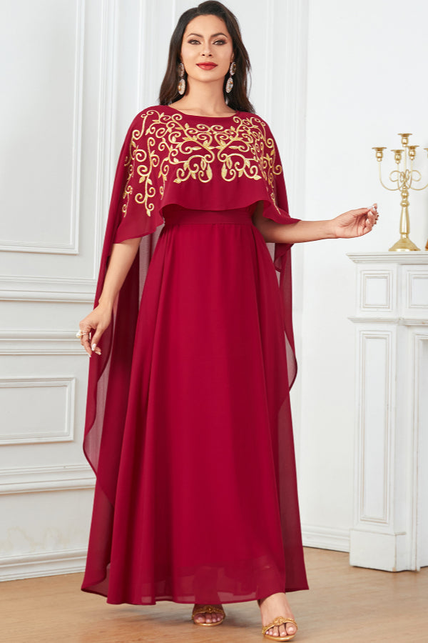 Sleeveless Embroidered Evening Dress