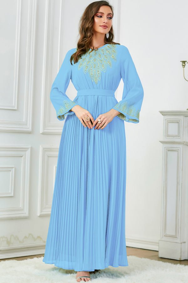 Pleated Beaded Embroidered Abaya
