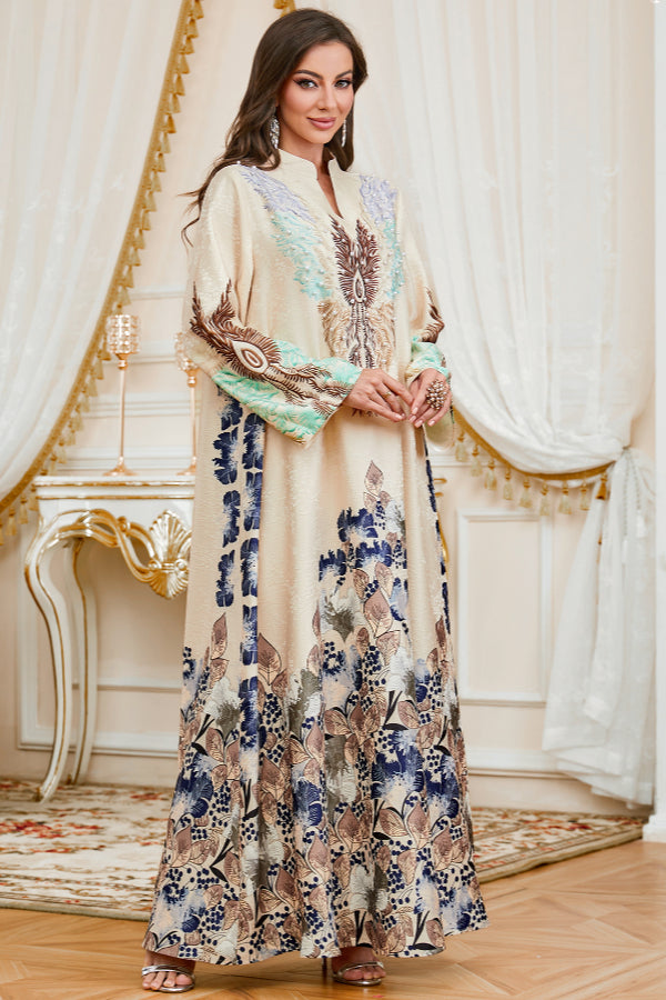 Printed Maxi Abaya Dress
