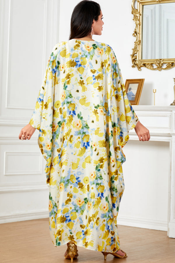 Satin Printed Abaya Dress