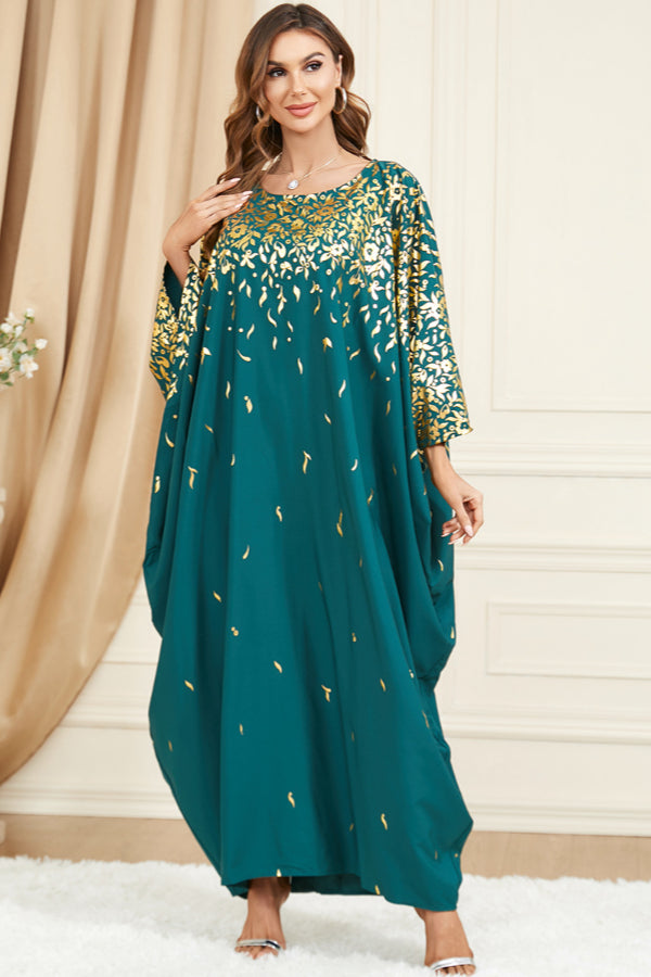 Green Foil Batwing Dress