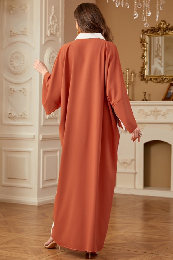 Colorblock Batwing Abaya Dress