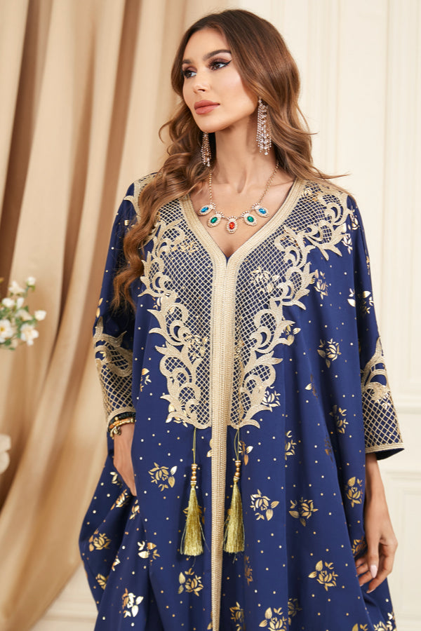 Patchwork Batwing Tassel Dress