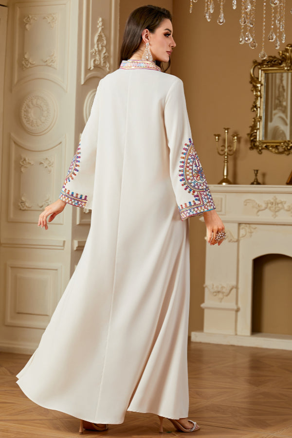 Embroidered Long Sleeve Abaya Dress