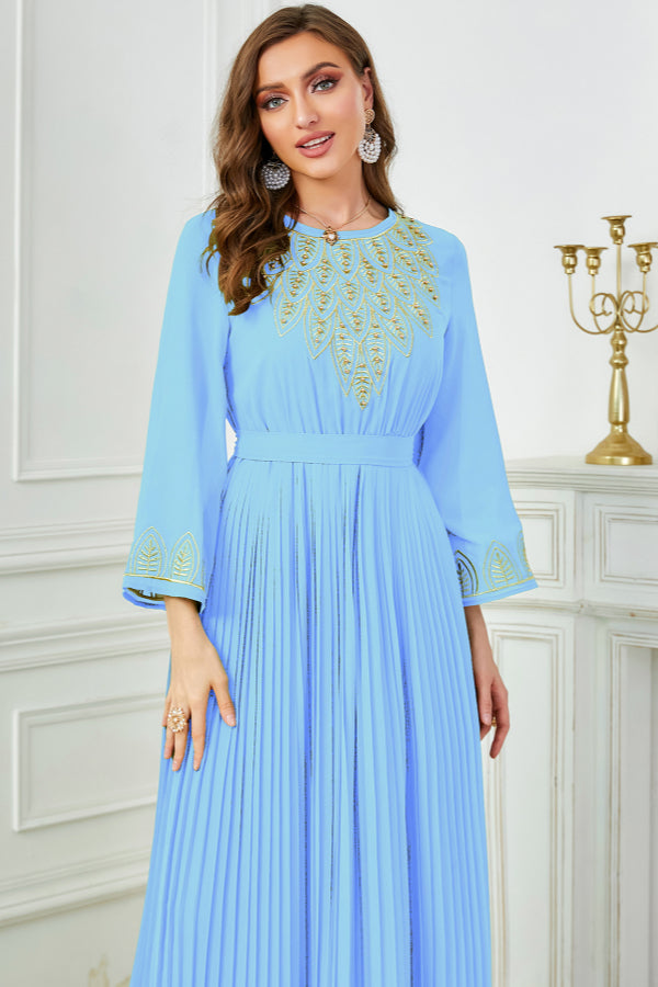 Pleated Beaded Embroidered Abaya