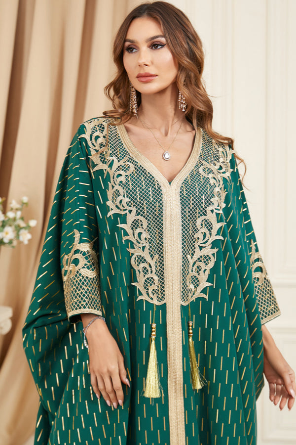 Green Foil Batwing Dress