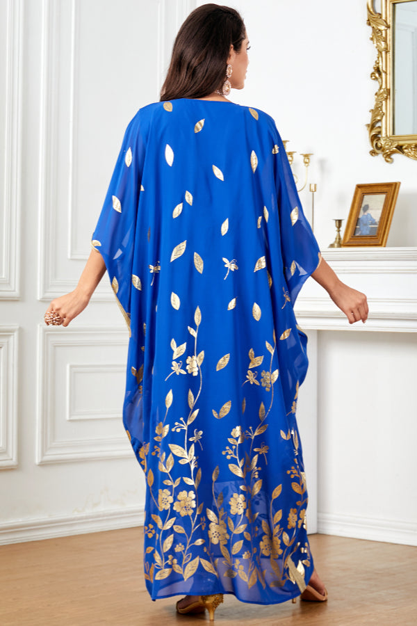 Floral Batwing Foil Abaya