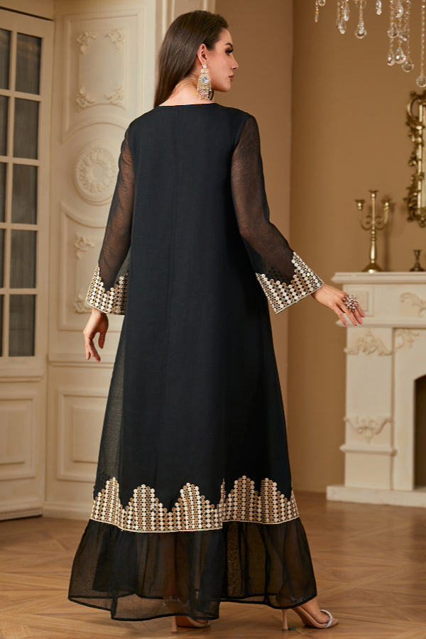 Casual Patchwork Abaya Dress