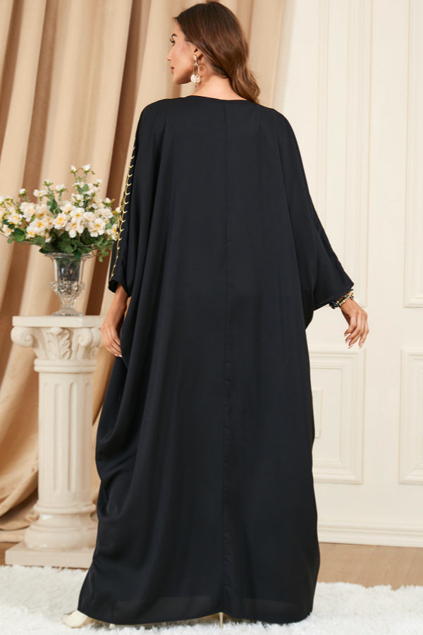 Embroidered Batwing Abaya Dress