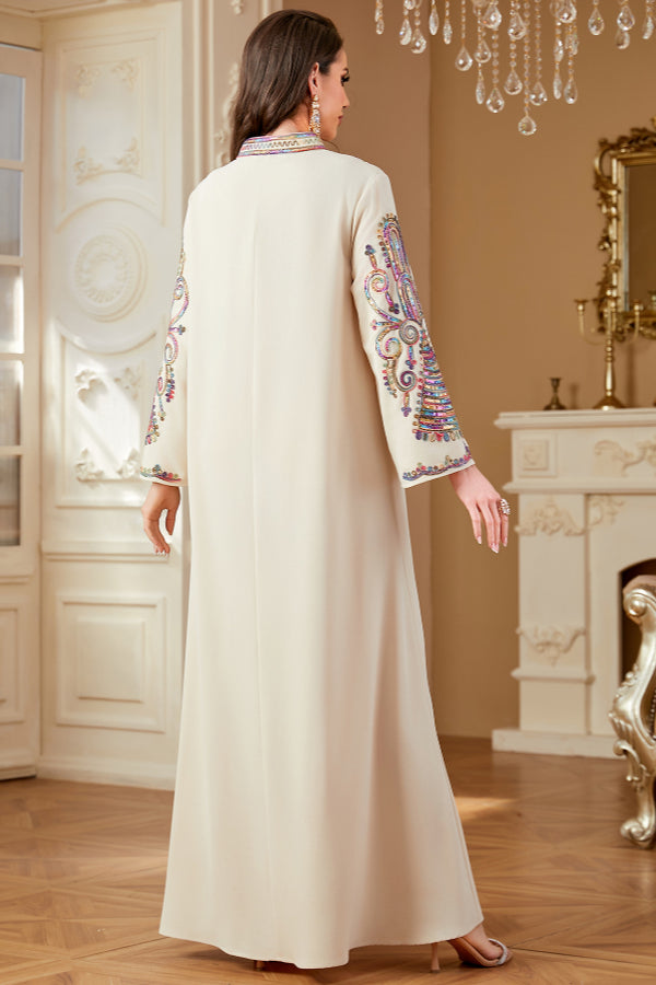 Cord Embroidered Abaya Dress