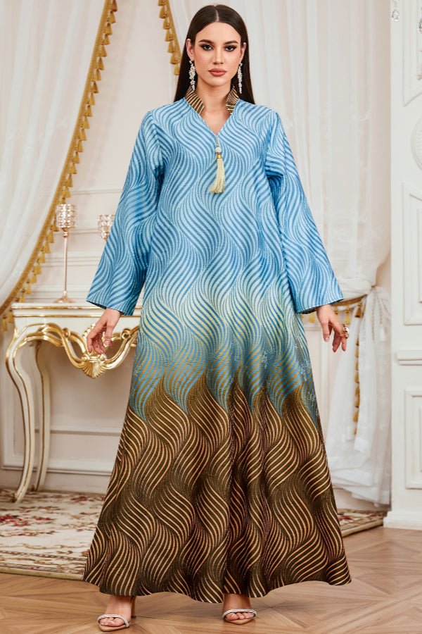 Elegant Printed Abaya Dress