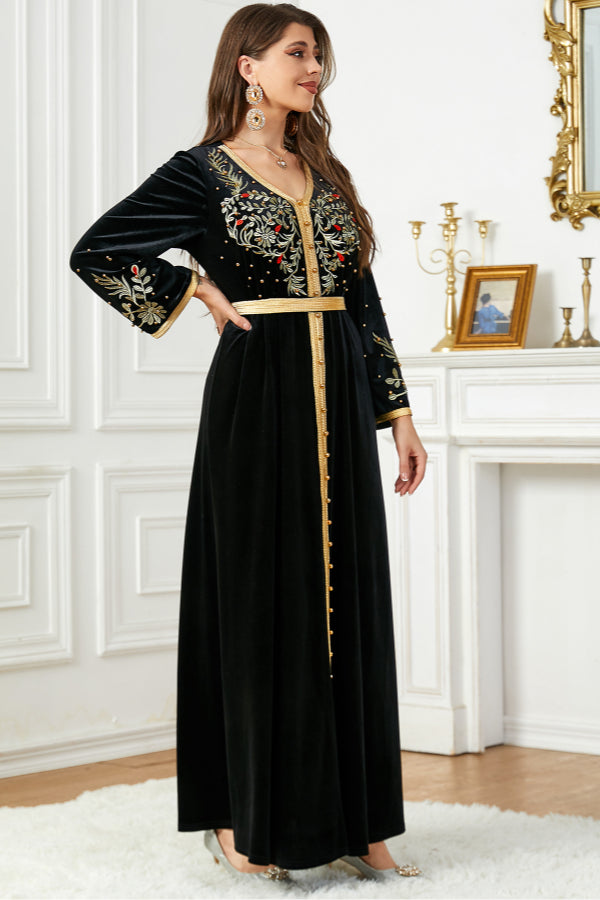 Velvet Beaded Embroidered Gown