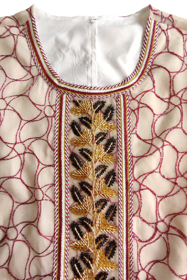 Lace Trim Abaya Dress