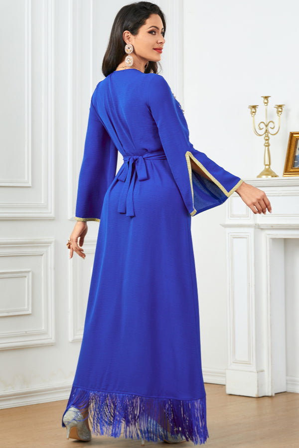 Tassel Embroidered Beaded Abaya