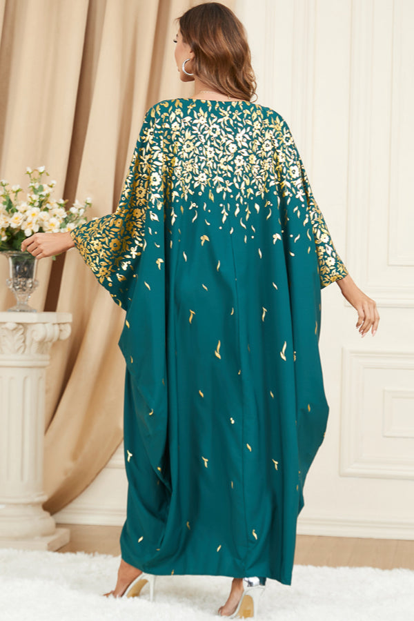 Green Foil Batwing Dress