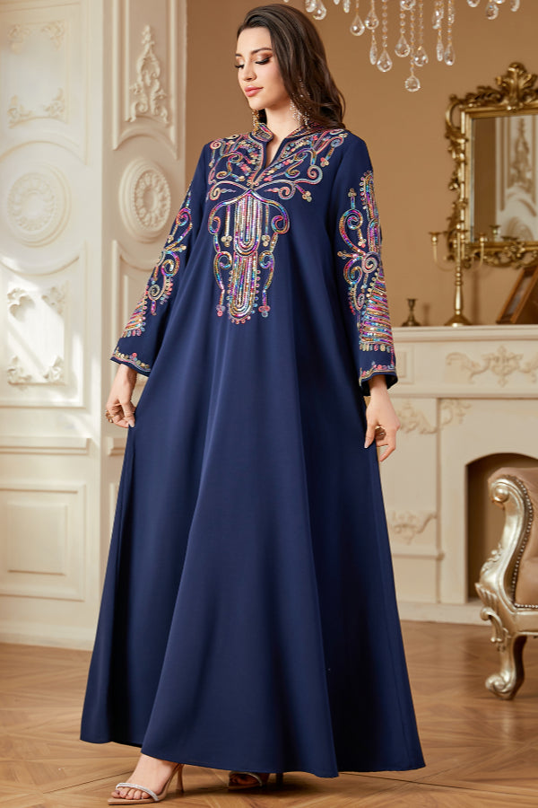 Cord Embroidered Abaya Dress
