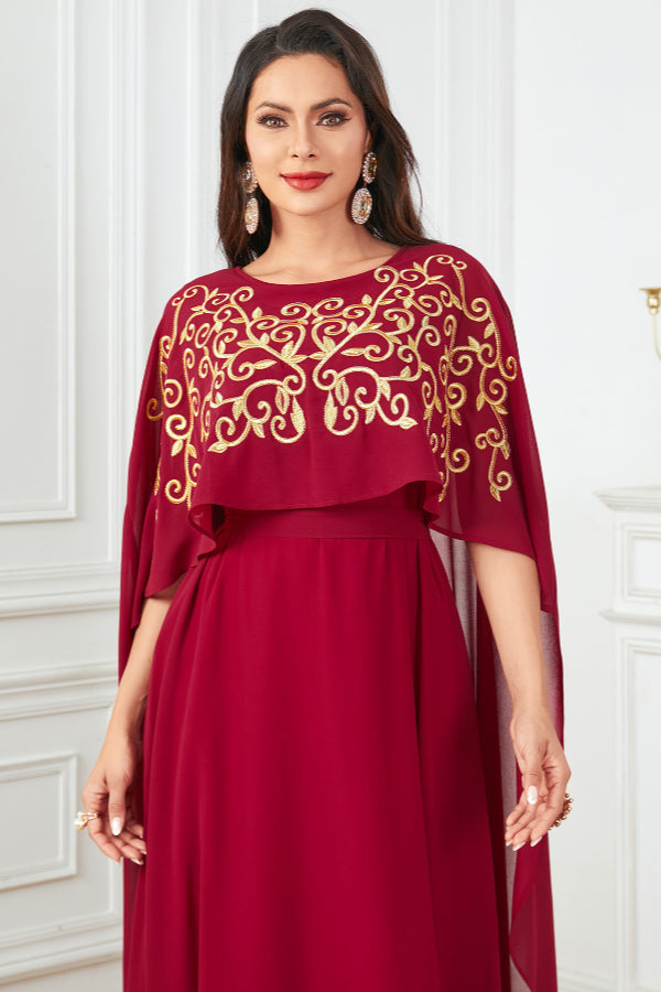 Sleeveless Embroidered Evening Dress