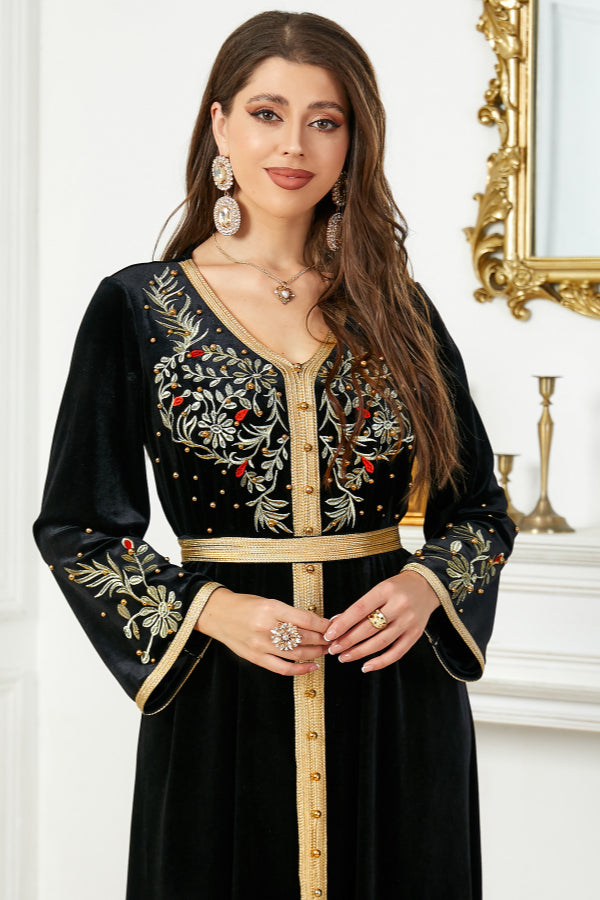 Velvet Beaded Embroidered Gown