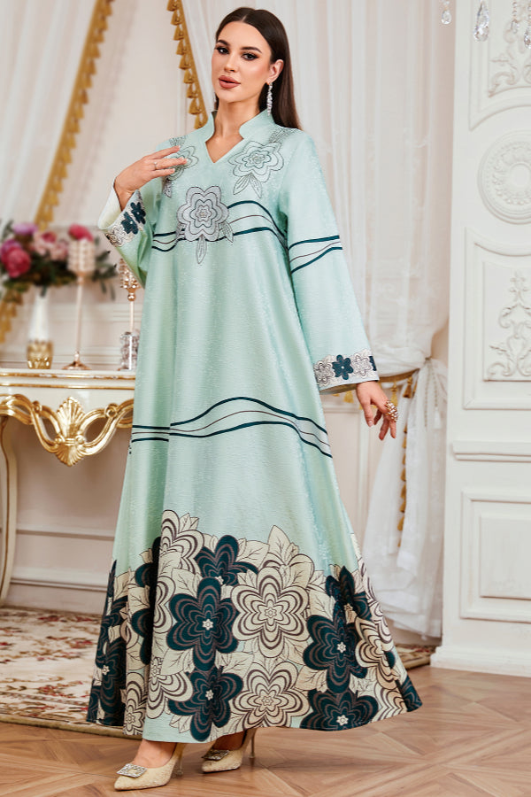 Rhinestone Print Abaya Dress
