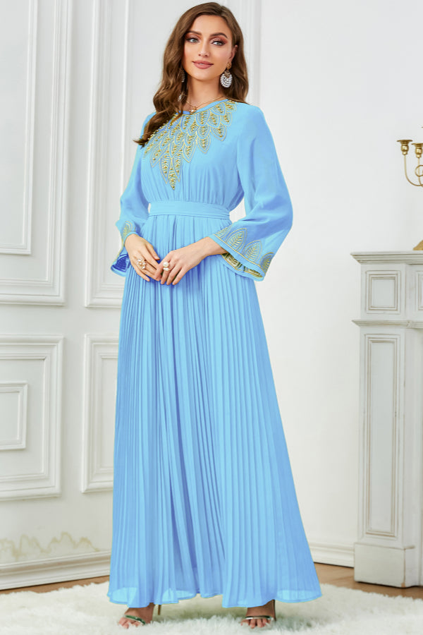 Pleated Beaded Embroidered Abaya