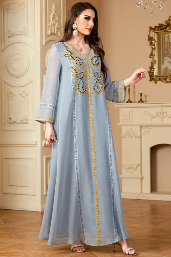 Embroidered Beaded Maxi Abaya