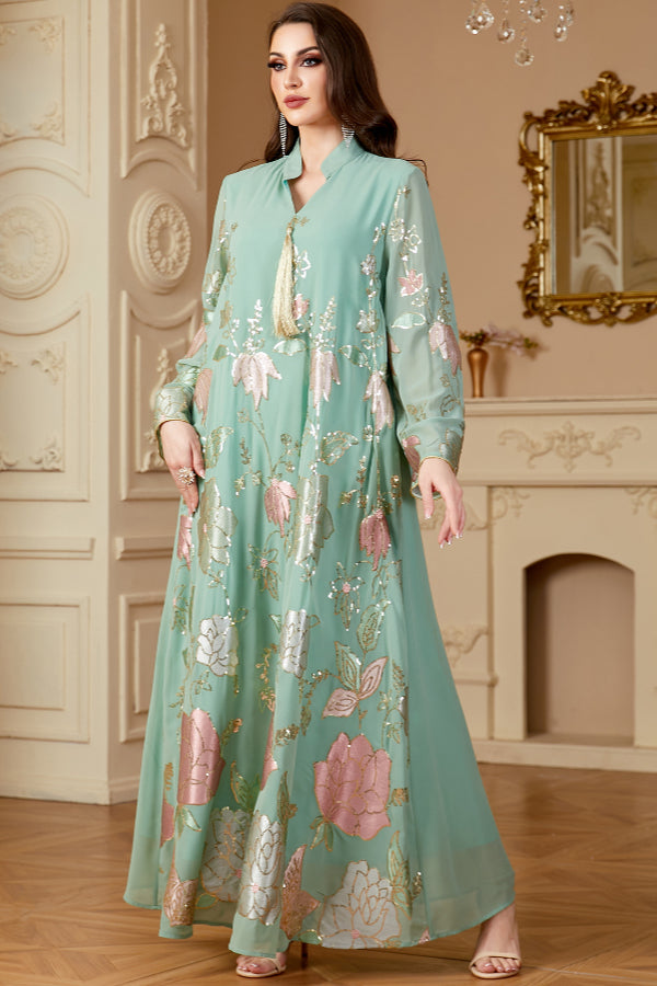 Sequin Tassel Abaya Dress