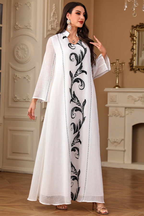 Elegant Embroidered Abaya Dress