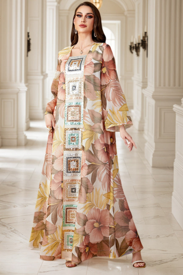 Sequin Patchwork Abaya Dress