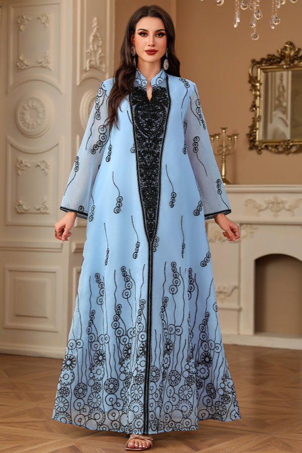 Applique Sequin Abaya Dress